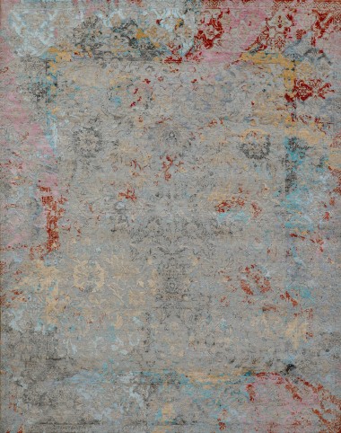 Transitional/Traditional Grey/Silver Wool Area Rug: Mafi Signature Gelato NM-7707 (Hand-Knotted Area Rug)