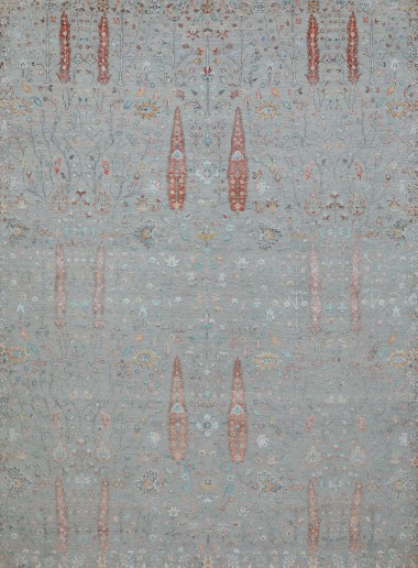 Traditional/Transitional Grey/Silver Wool Area Rug: Mafi Signature Gelato NM-7889 (Hand-Knotted Area Rug)