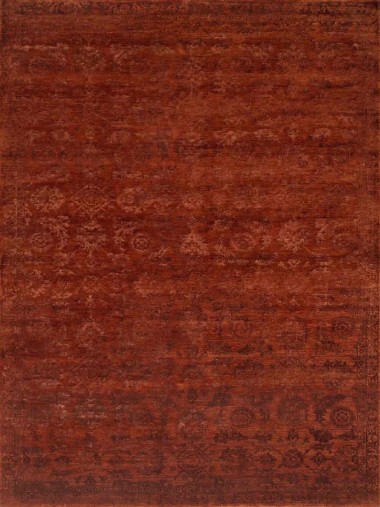 Traditional Orange/Rust Wool Area Rug: Regal Nouveau Riche 1814239: Rust (Hand-Knotted Area Rug)