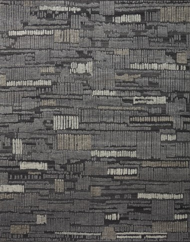 Traditional/Bohemian Charcoal/Black Wool Area Rug: Allure Natural Ombre 11440 (Hand-Knotted Area Rug)