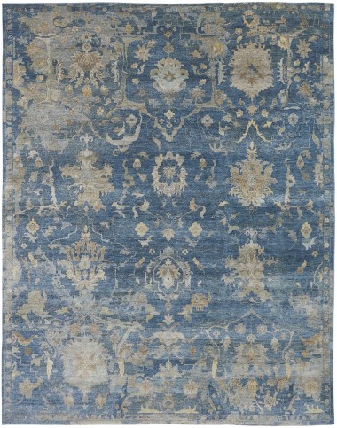 Traditional/Transitional Blue/Navy Wool Area Rug: Regal Oballa 1815780: Vintage Denim (Hand-Knotted Area Rug)