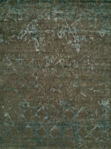 Modern Brown Wool Area Rug: Regal Oracle 1815277: Brown/Teal (Hand-Knotted Area Rug)