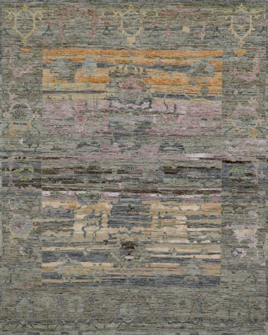 Traditional/Bohemian Grey/Silver Wool Area Rug: Mafi Signature Restoration OSE-210 (Hand-Knotted Area Rug)