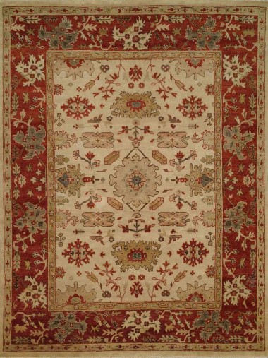 Traditional Ivory/White Wool Area Rug: Regal Old Urban 1815214: Ivory/Rust (Hand-Knotted Area Rug)