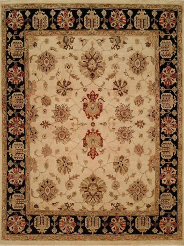 Traditional Ivory/White Wool Area Rug: Regal Old Urban 1815314: Ivory/Black (Hand-Knotted Area Rug)