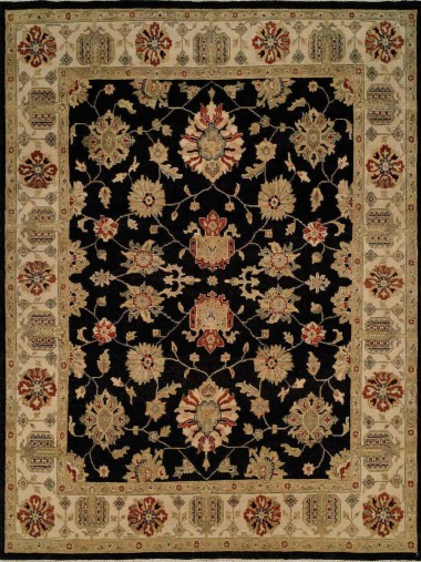 Traditional Charcoal/Black Wool Area Rug: Regal Old Urban 1815644: Black/Ivory (Hand-Knotted Area Rug)