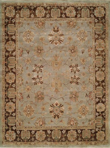 Traditional Blue/Navy Wool Area Rug: Regal Old Urban 1815754: Light Blue/Brown (Hand-Knotted Area Rug)