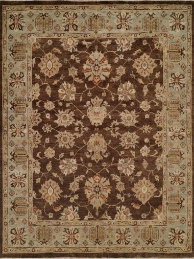 Traditional Brown Wool Area Rug: Regal Old Urban 1815854: Brown/Light Blue (Hand-Knotted Area Rug)