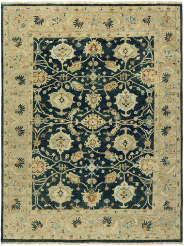 Regal | Old Urban | 1815464: Vintage Indigo/Gold area rug Traditional Charcoal/Black Wool Area Rug: Regal Old Urban 1815464: Vintage Indigo/Gold (Hand-Knotted Area Rug)