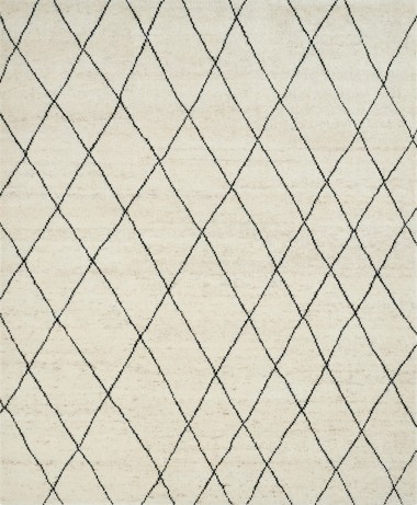 Bohemian Ivory/White Wool Area Rug: Regal Obsidian Dream 1815138: Vintage Ivory/Black (Hand-Knotted Area Rug)