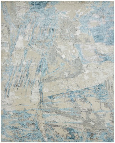 Modern Blue/Navy Wool Area Rug: Regal Onyx 1815361: Azure/Greys (Hand-Knotted Area Rug)