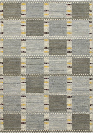 Modern/Bohemian Blue/Navy Wool Area Rug: Oslo Stilla Blänk Calm Gleam 151902: Blue/Grey (Hand-Knotted Area Rug)