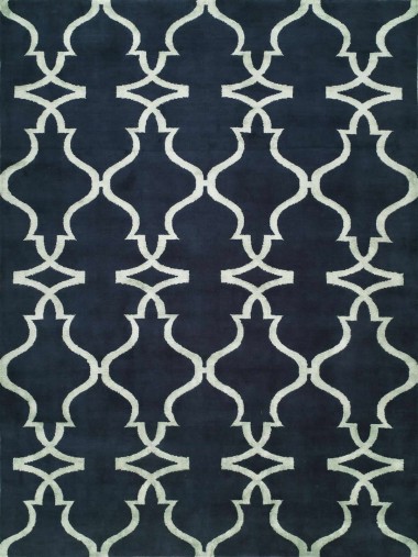 Modern Blue/Navy Wool Area Rug: Regal Paris France 1816243: Blue (Handmade Area Rug)