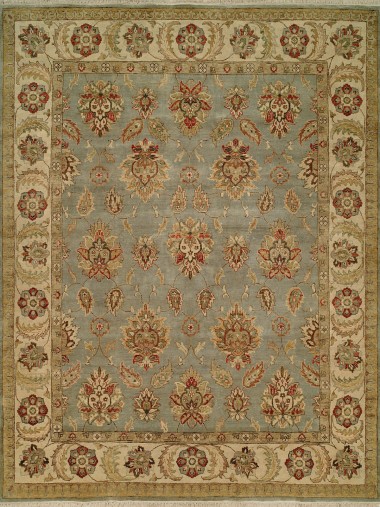 Traditional Blue/Navy Wool Area Rug: Regal Phocelia 1816779: Light Blue/Ivory (Hand-Knotted Area Rug)