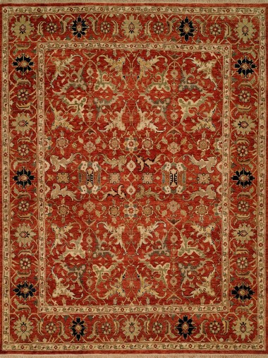 Traditional Orange/Rust Wool Area Rug: Regal Phocelia 1816489: Rust (Hand-Knotted Area Rug)