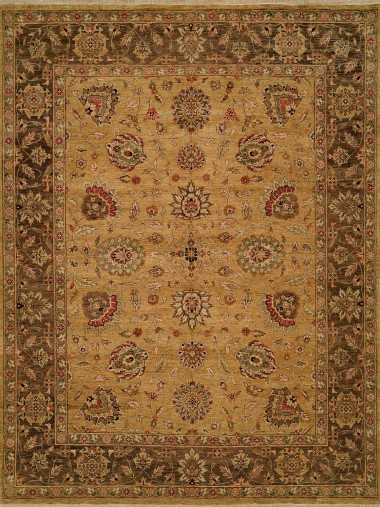 Traditional Yellow/Gold Wool Area Rug: Regal Phocelia 1816689: Gold/Brown (Hand-Knotted Area Rug)