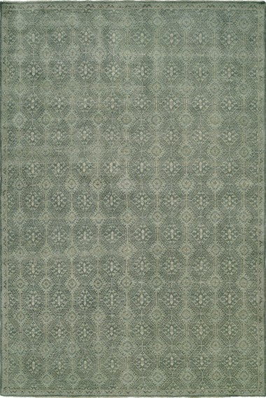 Transitional/Traditional Blue/Navy Wool Area Rug: Regal Palette Matrix 1816829: Aqua/Taupe (Hand-Knotted Area Rug)