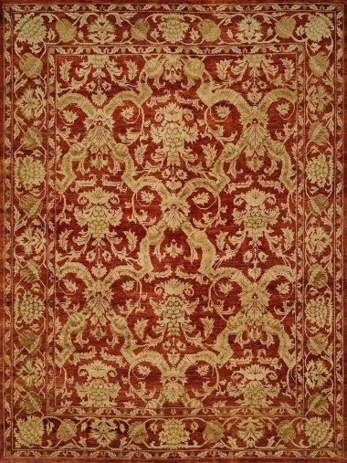 Traditional Red/Burgundy Wool Area Rug: Regal Reflection 1818768: Red (Hand-Knotted Area Rug)