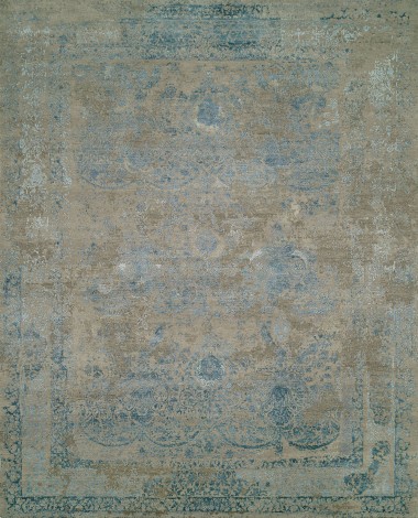 Regal | Romantic Rose | 1818110: Zinc/Azure area rug Traditional/Transitional Grey/Silver Wool Area Rug: Regal Romantic Rose 1818110: Zinc/Azure (Hand-Knotted Area Rug)