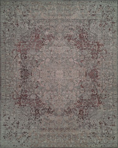 Traditional/Transitional Grey/Silver Wool Area Rug: Regal Romantic Rose 1818210: Grey/Wisteria (Hand-Knotted Area Rug)