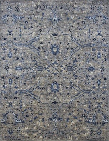 Traditional Beige/Tan Wool Area Rug: Antiquity Renaissance Charm 1137004: Taupe/Denim (Hand-Knotted Area Rug)