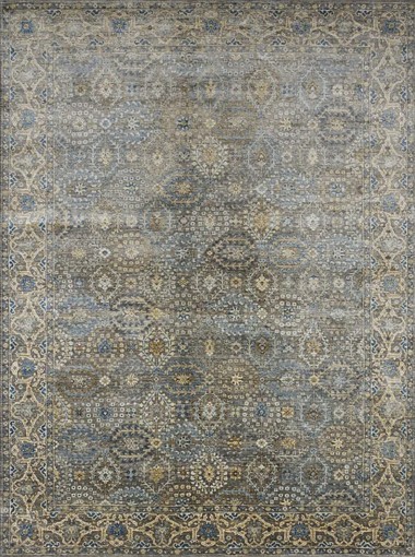 Traditional Green Wool Area Rug: Antiquity Renaissance Charm 1134404: Forest/Blue (Hand-Knotted Area Rug)