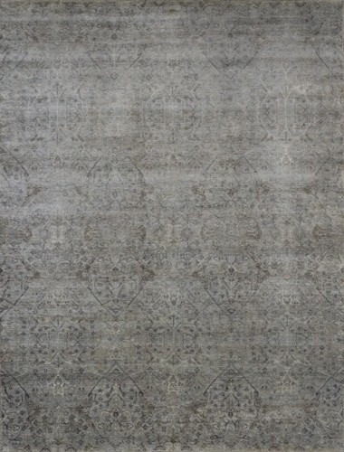 Traditional Grey/Silver Wool Area Rug: Antiquity Renaissance Charm 1135604: Slate/Forest (Hand-Knotted Area Rug)