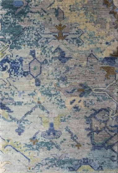 Traditional Grey/Silver Wool Area Rug: Antiquity Renaissance Charm 1137604: Grey/Denim (Hand-Knotted Area Rug)