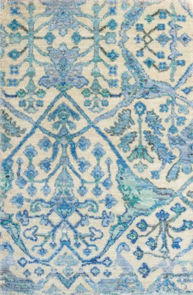 Traditional White/Ivory Wool Area Rug: Antiquity Renaissance Charm 1130704: Ivory/Blue (Hand-Knotted Area Rug)
