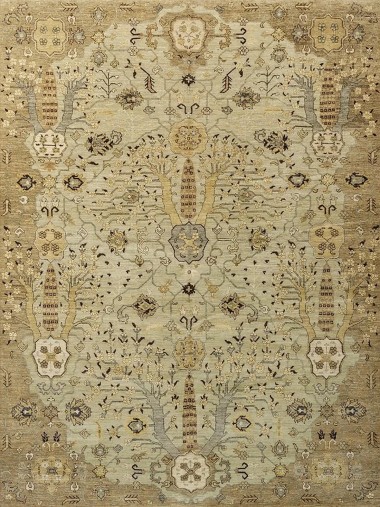 Traditional Yellow/Gold Wool Area Rug: Antiquity Renaissance Charm 1130804: Gold (Hand-Knotted Area Rug)