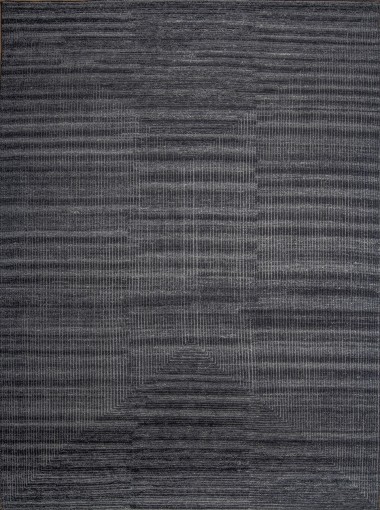 Modern/Transitional Charcoal/Black Wool Area Rug: Jakarta Riley 101830 (Hand-Knotted Area Rug)