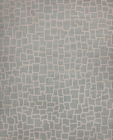 Modern/Transitional Blue Crystal Wool Area Rug: Silk Road Rio 19187031 (Hand-Knotted Area Rug)