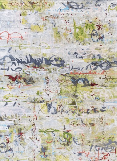 Contemporary Green Wool Area Rug: Modern Masters Graffiti Riona 13180: Green (Hand-Knotted Area Rug)