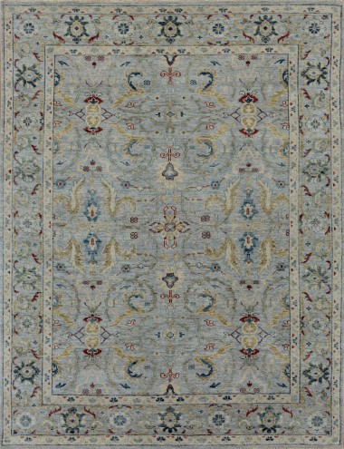 Traditional Grey/Silver Wool Area Rug: Mafi Signature Saga SG-1002 (Hand-Knotted Area Rug)