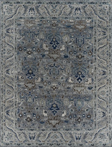Traditional Black/Charcoal Wool Area Rug: Mafi Signature Saga SG-1004 (Hand-Knotted Area Rug)