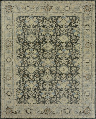 Traditional Charcoal/Black Wool Area Rug: Mafi Signature Saga SG-1010 (Hand-Knotted Area Rug)