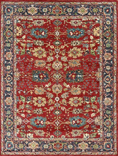 Traditional Red/Burgundy Wool Area Rug: Mafi Signature Saga SG-1015 (Hand-Knotted Area Rug)