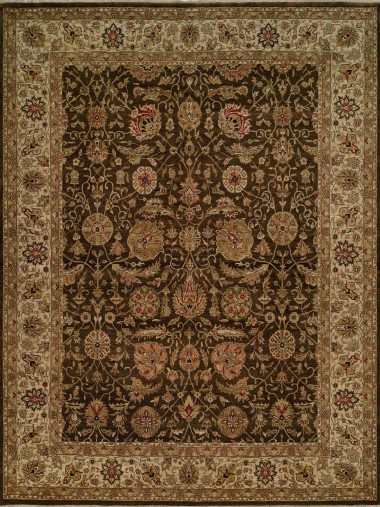 Traditional Brown Wool Area Rug: Regal San Juan 1819864: Brown/Ivory (Hand-Knotted Area Rug)