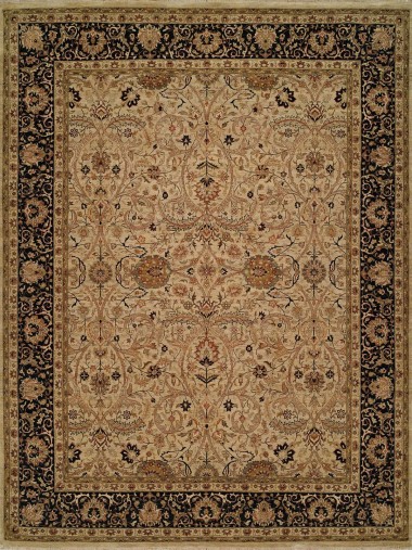 Traditional Ivory/White Wool Area Rug: Regal San Juan 1819074: Ivory/Black (Hand-Knotted Area Rug)