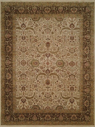 Traditional Ivory/White Wool Area Rug: Regal San Juan 1819274: Ivory/Brown (Hand-Knotted Area Rug)