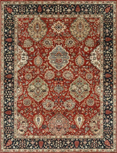 Traditional Red/Burgundy Wool Area Rug: Mafi Signature Khanna SK-7003 (Hand-Knotted Area Rug)