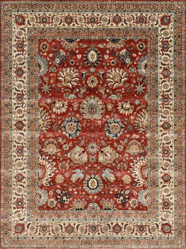 Traditional Orange/Rust Wool Area Rug: Mafi Signature Khanna SK-7022 (Hand-Knotted Area Rug)