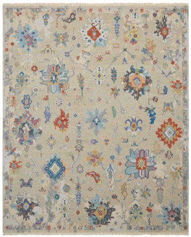 Transitional/Traditional Yellow/Gold Wool Area Rug: Regal Skyward 1819081: Chino/Multi (Handmade Area Rug)
