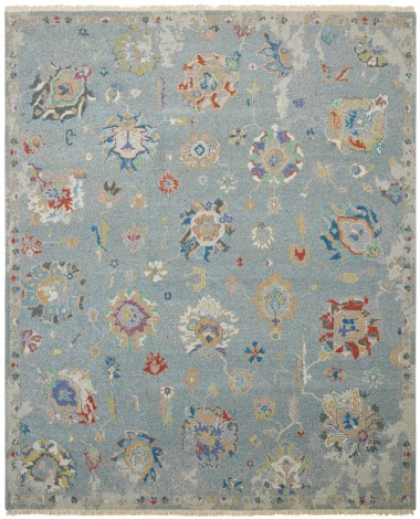 Transitional/Traditional Blue/Navy Wool Area Rug: Regal Skyward 1819181: Sky/Multi (Handmade Area Rug)
