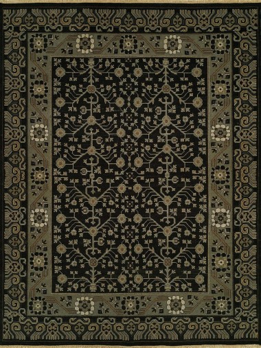 Transitional/Bohemian Charcoal/Black Wool Area Rug: Regal Sri Lanka 1819642: Black (Handmade Area Rug)