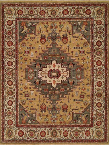 Traditional Yellow/Gold Wool Area Rug: Regal Sierra Nevada 1819348: Gold (Hand-Knotted Area Rug)