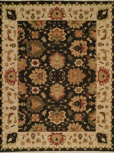 Traditional/Bohemian Charcoal/Black Wool Area Rug: Regal Sudan 1819001: Black/Ivory (Handmade Area Rug)