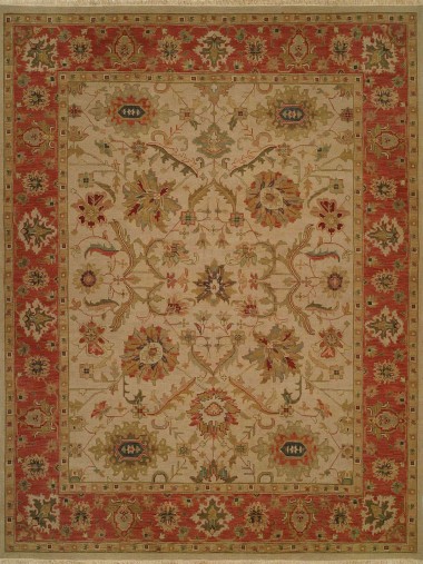 Traditional/Bohemian Ivory/White Wool Area Rug: Regal Sudan 1819411: Ivory/Rust (Handmade Area Rug)
