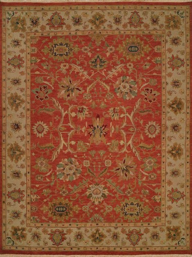 Traditional/Bohemian Red/Burgundy Wool Area Rug: Regal Sudan 1819511: Red/Ivory (Handmade Area Rug)