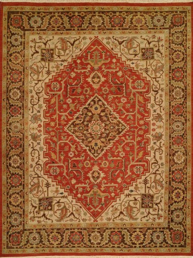 Traditional/Bohemian Orange/Rust Wool Area Rug: Regal Sudan 1819151: Rust/Brown (Handmade Area Rug)